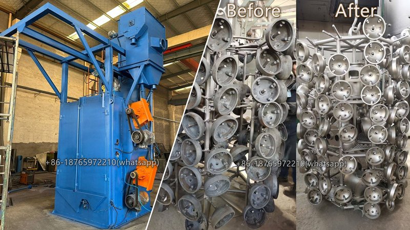 Hanger type shot blasting machine is suitable for surface cleaning or strengthening treatment of medium and small castings and forgings in foundry, construction, chemical industry, motor, machine tool and other industries. Especially suitable for surface cleaning and shot blasting of multi-variety and small batch castings, forgings and steel structures to remove a small amount of sticky sand, sand core and oxide skin on the work piece surface; Also suitable for surface cleaning and strengthening of heat-treated parts; Especially suitable for long and thin - walled parts that are not suitable for collision.