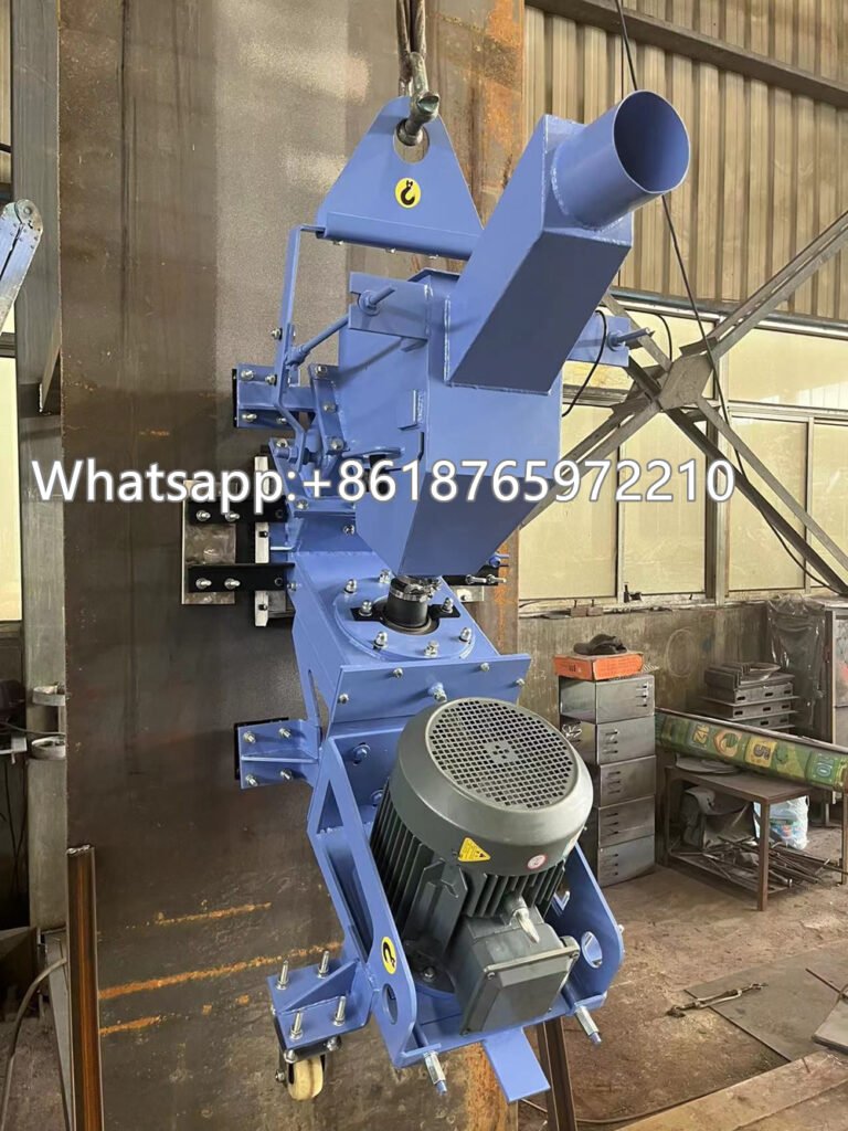 Vertical Shot Blaster cleans external and internal tank walls blasting both up and down the walls, increasing production!