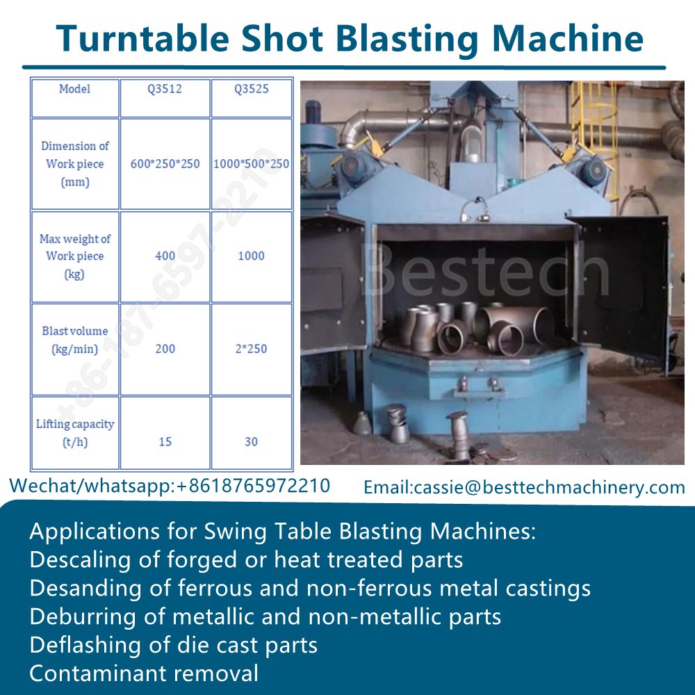 Rotary table blasting machine are designed and built as fully integrated blast cleaning systems to handle larger and/or more fragile castings.