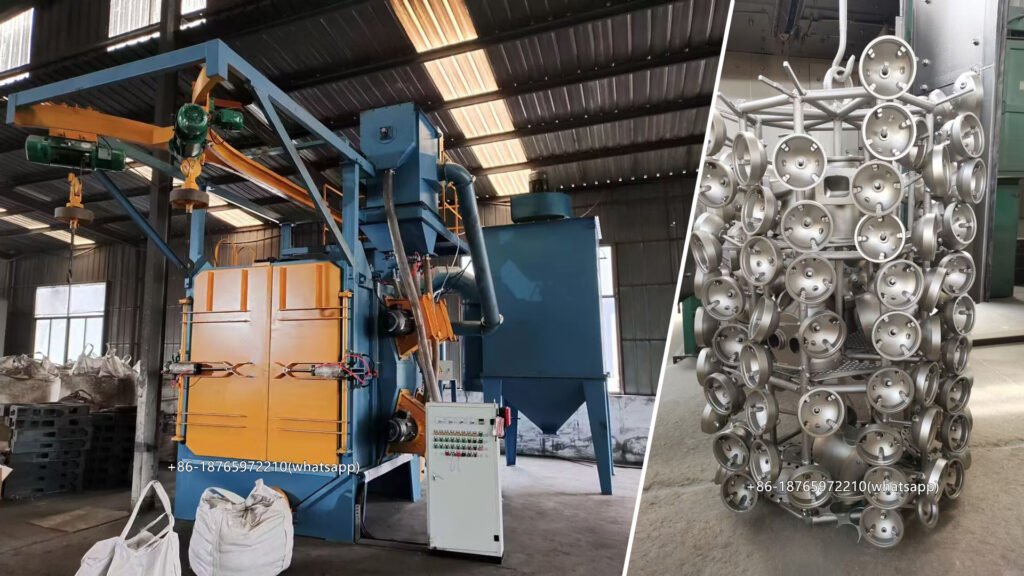 hanger shot blast machine is a type of equipment used in the surface treatment and cleaning of metal parts.