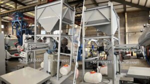 Nobake is a casting process that involves the use of chemical binders to bond the molding sand. Sand is conveyed to the mold fill station in preparation for filling of the mold. A mixer is used to blend the sand with the chemical binder and catalyst. As the sand exits the mixer, the binder begins the chemical process of hardening. This method of mold filling can be used for each half of the mold (cope and drag). Each mold half is then compacted to form a strong and dense mold.