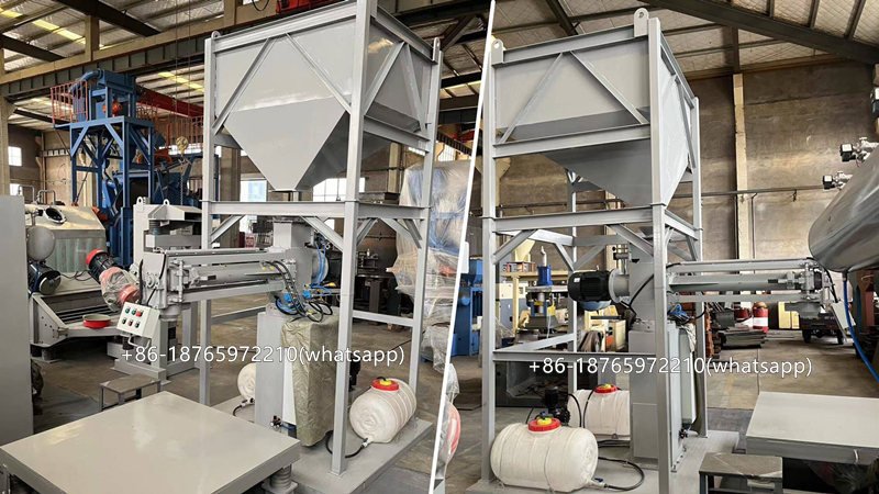 Nobake is a casting process that involves the use of chemical binders to bond the molding sand. Sand is conveyed to the mold fill station in preparation for filling of the mold. A mixer is used to blend the sand with the chemical binder and catalyst. As the sand exits the mixer, the binder begins the chemical process of hardening. This method of mold filling can be used for each half of the mold (cope and drag). Each mold half is then compacted to form a strong and dense mold.