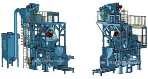 tilting rotary barrel shot blasting machine is a specialized piece of equipment used for cleaning, deburring, descaling, and surface preparation of small to medium-sized workpieces. It is particularly effective for batch processing of metal parts.