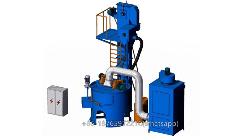 Table shot blaster’s essential component is the turntable for handling the workpiece. This kind of machine is best suited to processing symmetrical parts. However, the turntable can be positioned at certain angles to allow the processing of asymmetric parts alongside multiple positioned blast wheels.