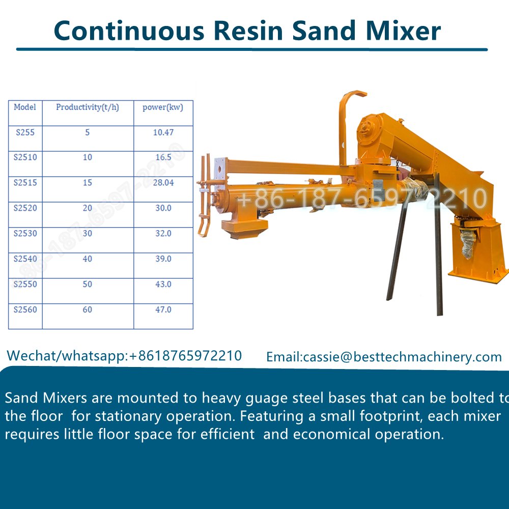 A No Bake Sand Mixer is a piece of foundry equipment used to prepare chemically bonded sand mixtures for mold and core making in metal casting processes. Unlike traditional green sand systems, no-bake systems use a resin binder (usually phenolic urethane, furan, or alkaline phenolic) and a hardener/catalyst to cure the sand at room temperature, hence the term "no-bake."