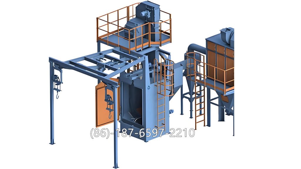 hanger hook shot blasting machine is a type of surface cleaning and finishing equipment used to remove rust, scale, sand, paint, or other contaminants from metal workpieces. It’s especially common in foundries, automotive plants, and metal fabrication workshops.