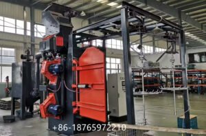 hanger shot blasting machine is designed for cleaning, strengthening, and surface preparation of various metal components.