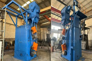 A hanger shot blasting machine is a type of surface cleaning equipment that uses high-speed abrasive flow to remove rust, scale, sand, or paint from metal surfaces.