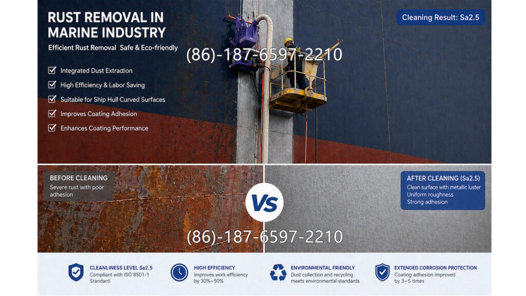 Vertical Portable Shot Blasting Machine is a game-changer for large-scale infrastructure projects. Designed for on-site rust and coating removal, this mobile powerhouse handles storage tanks, ship hulls, and wind towers with industrial-grade precision.