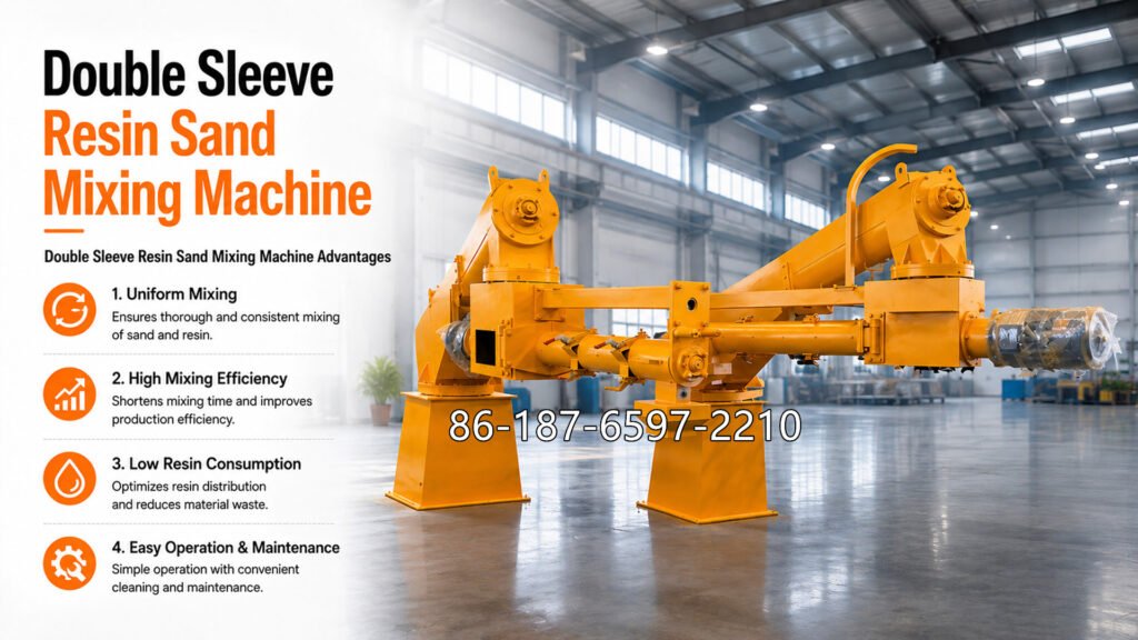 Double Sleeve Sand Mixing Machine is an industrial mixer designed to combine foundry sand with liquid binder systems such as resin and catalyst.